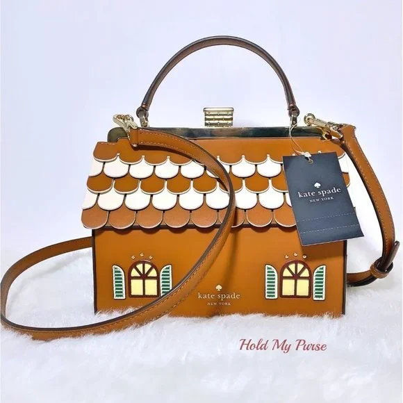 Kate Spade Gingerbread House Handbag & Gingerbread Man Keychain Charm NWT - Picture 8 of 15
